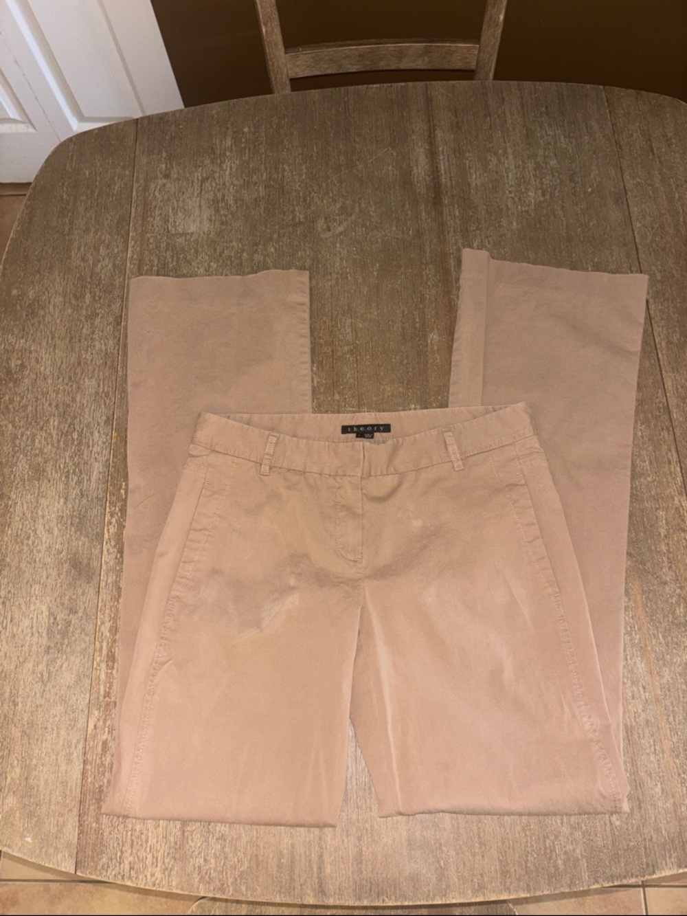 Theory Tan High-Rise Wide Leg Pants - Picture 5 of 7